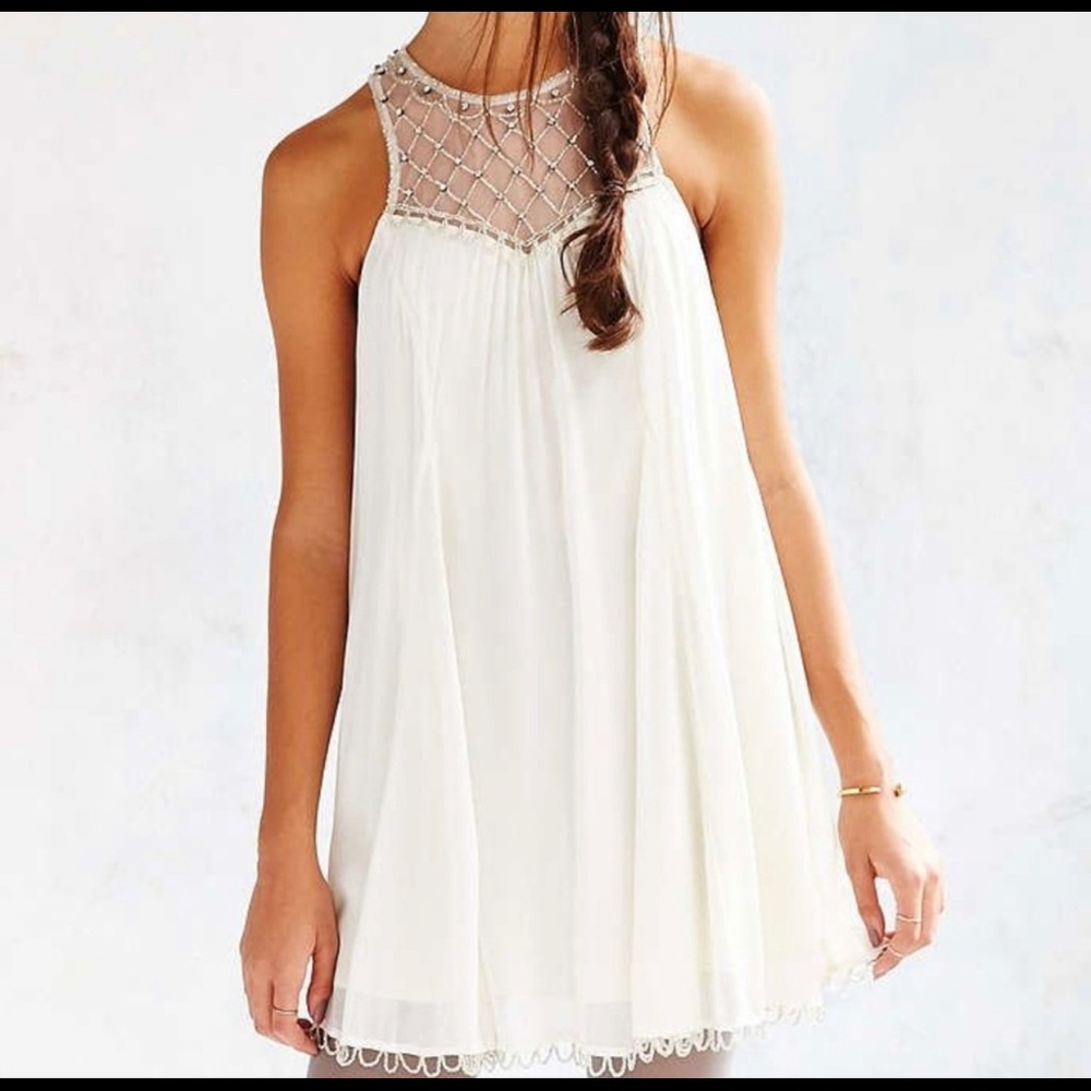 UO Kimchi Blue White Embellished Dress